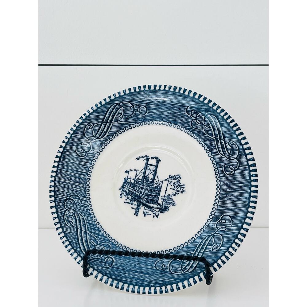 Currier and Ives Blue by ROYAL (USA) Saucer for Flat Cup- set of 2
